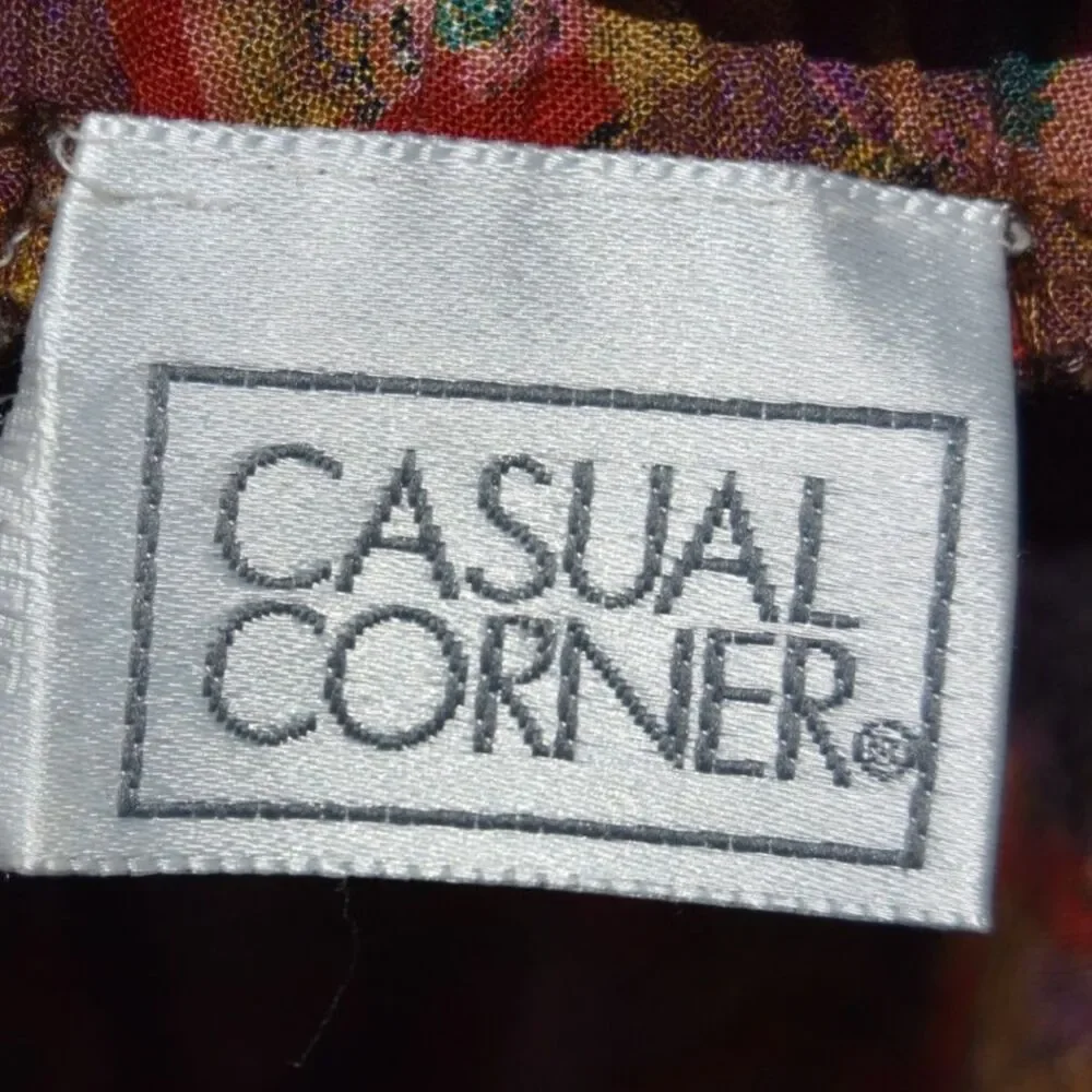 Vintage 90s Casual Corner Boho Scarf Print Midi Skirt High Waist Colorful Large